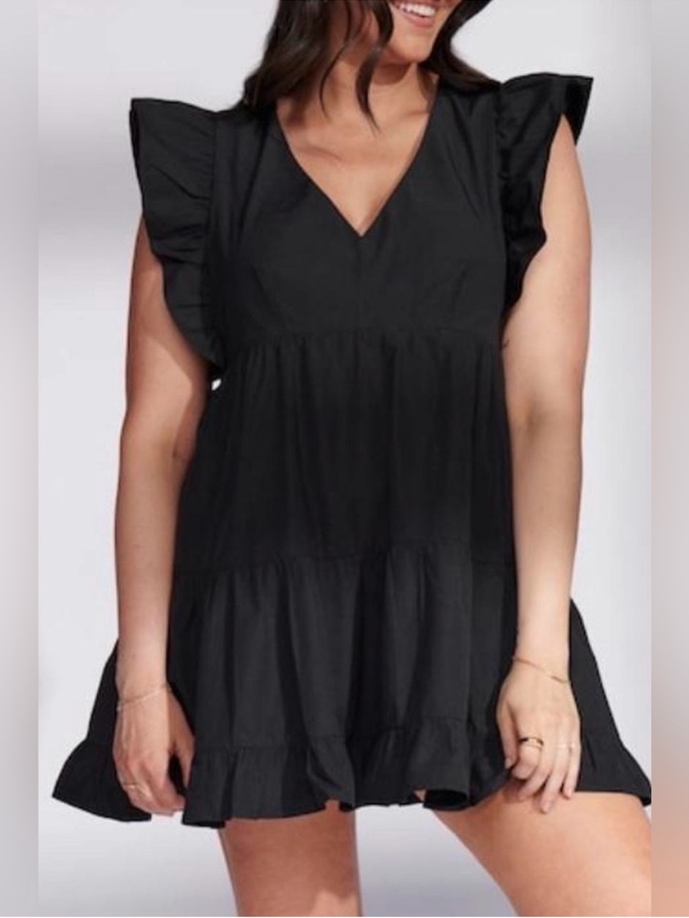 Abercrombie & Fitch Black Babydoll Mini Dress Ruffles Size M